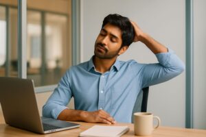 Which office yoga stretches work best for a 10-minute desk break?