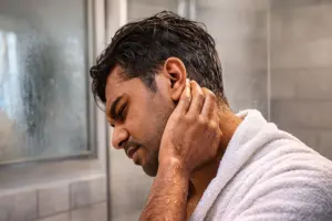 Can trapped moisture after bathing lead to painful swimmer’s ear?