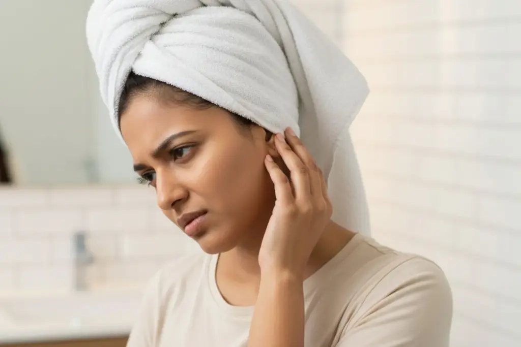 Can trapped moisture after bathing lead to painful swimmer’s ear? 2 Can trapped moisture after bathing lead to painful swimmer’s ear?