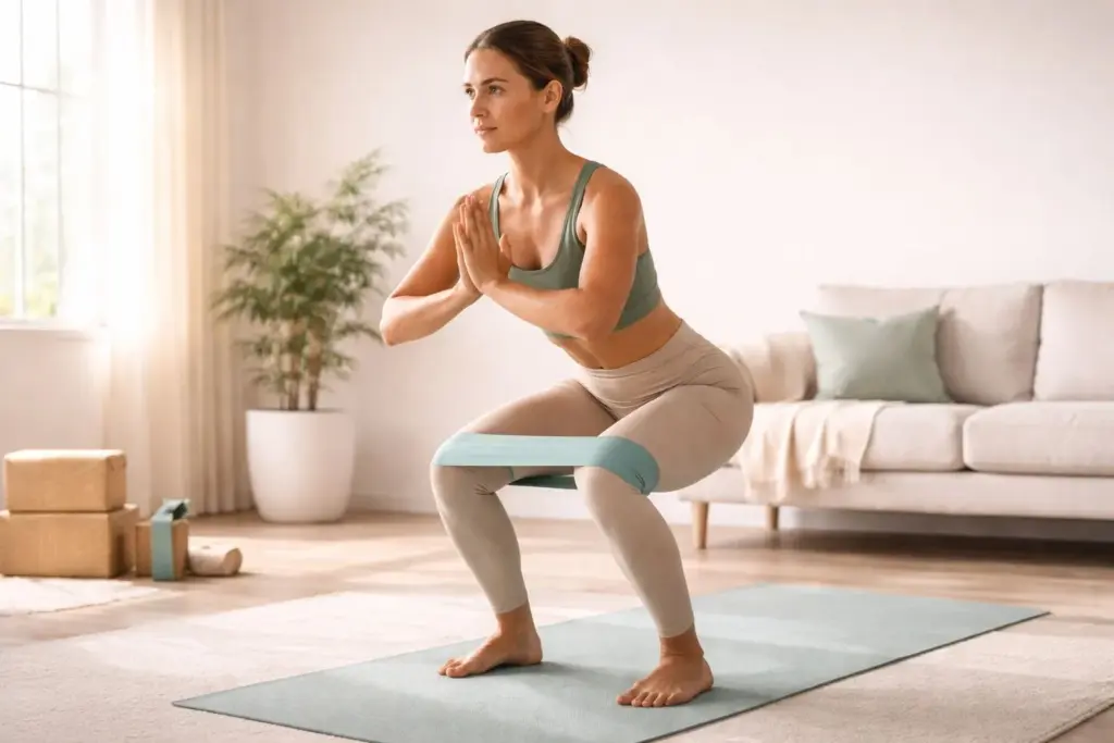 How to get stronger with yoga at home using simple props